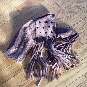 Super soft purple/grey decorated fringed beaded scarf